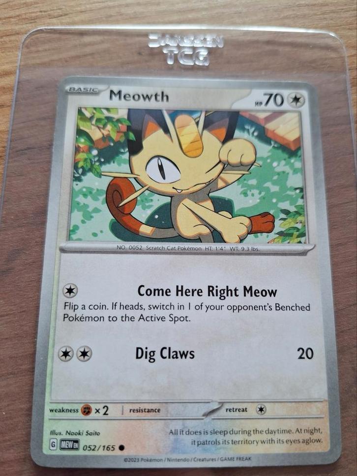 Meowth 052/165, Hobby en Vrije tijd, Verzamelkaartspellen | Pokémon, Zo goed als nieuw, Losse kaart, Ophalen of Verzenden