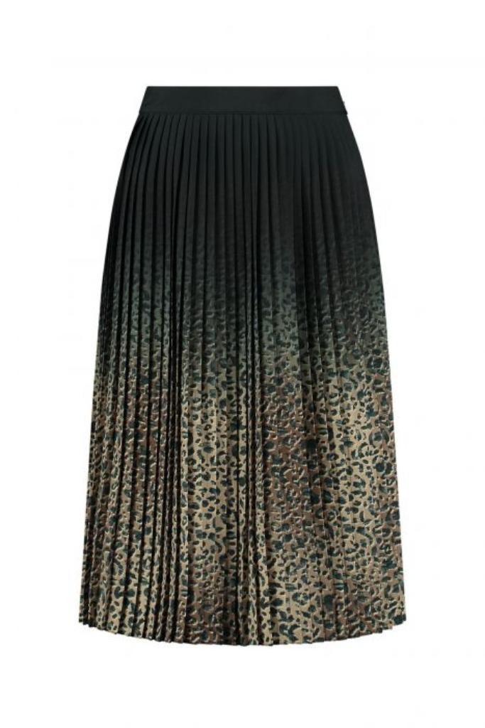 Fifth House plissérok met luipaardprint, maat 36. Nieuw!, Kleding | Dames, Rokken, Nieuw, Maat 36 (S), Groen, Onder de knie, Ophalen of Verzenden
