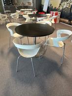 SET Ronde tafel diameter 100xH76 cm met 4 kantinestoelen, 50 tot 100 cm, Rond, Gebruikt, Metaal