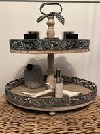 Grote brocante etagere hout metaal grijs landelijk, Huis en Inrichting, Woonaccessoires | Etagères, Ophalen, Zo goed als nieuw