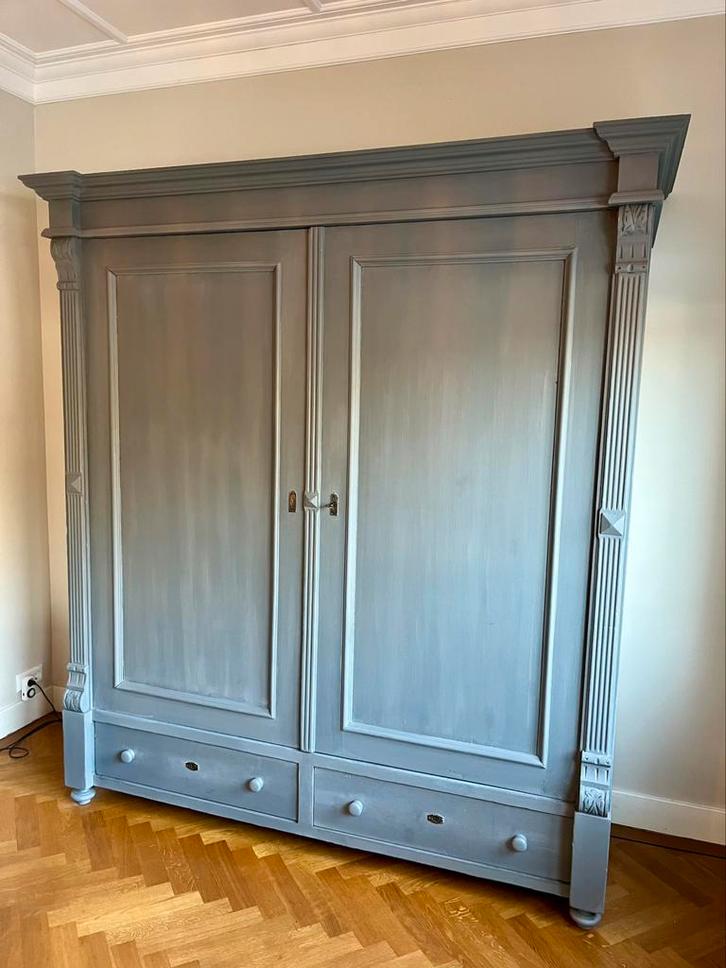 ANTIEKE BROCANTE LINNENKAST, Huis en Inrichting, Kasten | Kledingkasten, Zo goed als nieuw, 200 cm of meer, 150 tot 200 cm, 50 tot 75 cm