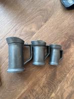 Drie vintage tinnen maatbekers, Antiek en Kunst, Antiek | Tin, Ophalen of Verzenden
