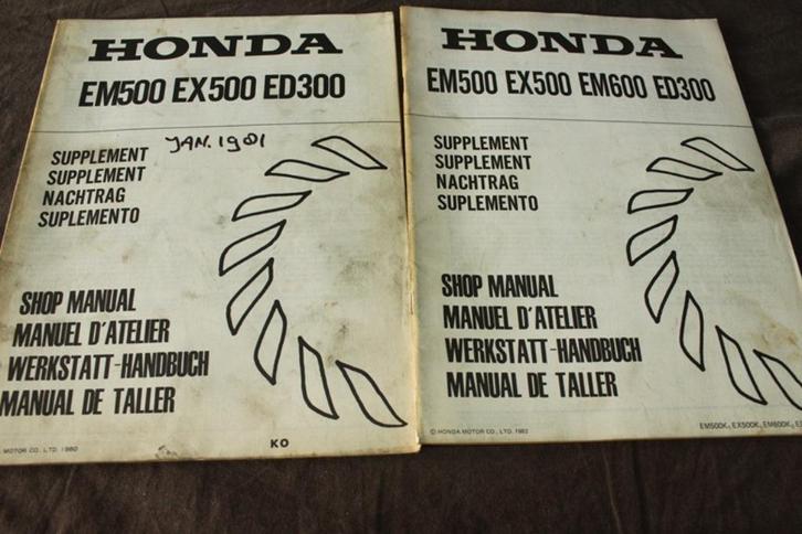 Honda EM500 EX500 ED500 1980 1982 generator supplementen, Motoren, Handleidingen en Instructieboekjes, Honda, Ophalen of Verzenden