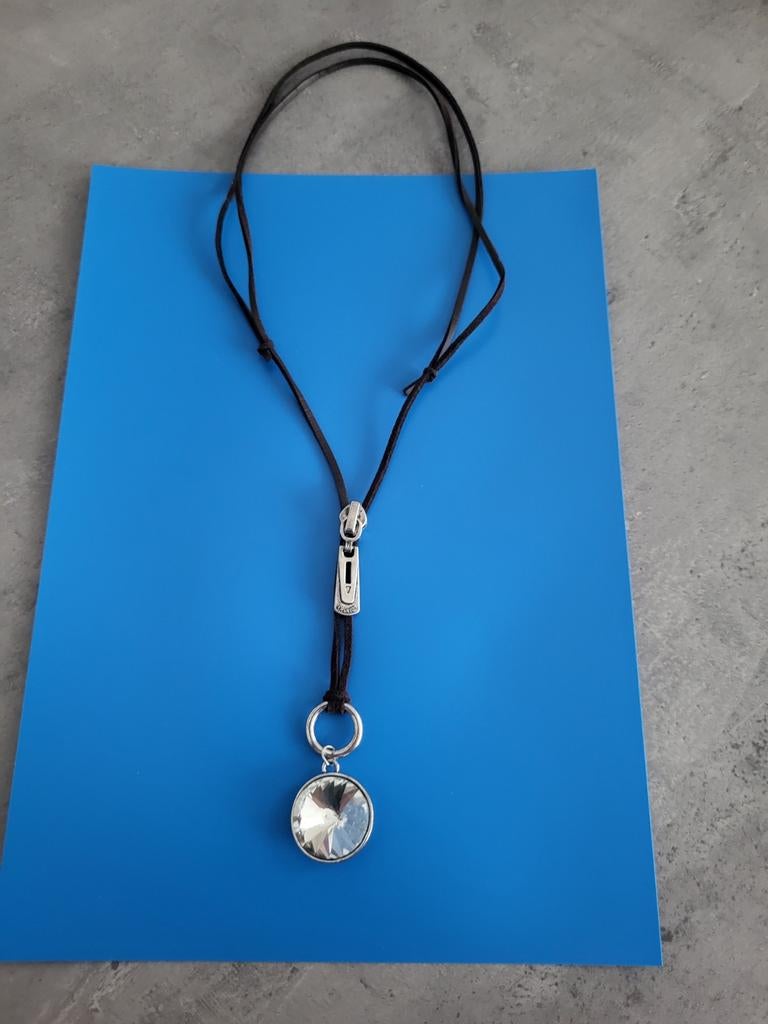 Veter(bruin) ketting met steen, Sieraden, Tassen en Uiterlijk, Kettingen, Ophalen of Verzenden, Nieuw, Bruin, Overige materialen