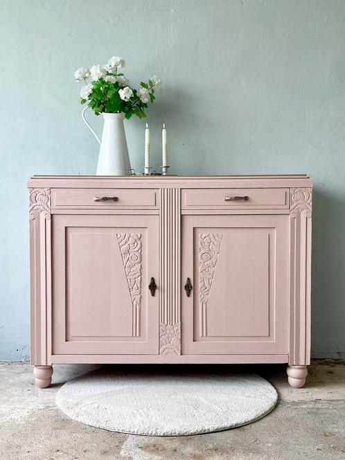 Brocante eiken dressoir vintage commode art deco meidenkast, Huis en Inrichting, Kasten | Dressoirs, Gebruikt, 100 tot 150 cm