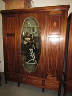 antieke mahonie linnenkast kleerkast inleghout hang leg, Ophalen of Verzenden