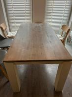 Landelijk eettafel van echt hout, grijs met wit., Huis en Inrichting, Tafels | Eettafels, Ophalen, 50 tot 100 cm, Zo goed als nieuw