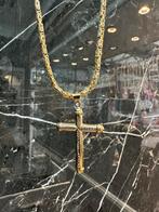 Prachtige 14k gouden koningsketting met kruis, Ophalen of Verzenden, Nieuw, Goud
