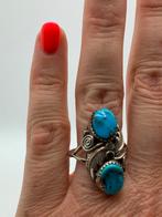 X737 Prachtige zilveren Navajo ring maat 19, Sieraden, Tassen en Uiterlijk, 19 tot 20, Ophalen of Verzenden, X, Met edelsteen