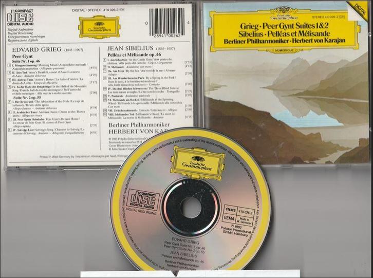 Grieg - Sibelius - Herbert von Karajan - Berliner Philharm.., Cd's en Dvd's, Cd's | Klassiek, Zo goed als nieuw, Orkest of Ballet