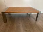 Salontafel met RVS poten 130x80x40, Huis en Inrichting, Tafels | Salontafels, 100 tot 150 cm, Teakhout, Zo goed als nieuw, Minder dan 50 cm