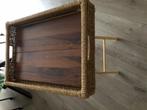 RIETEN STEVIGE DIENBLAD MET INKLAPBARE HOUTEN VOET, Ophalen, Zo goed als nieuw, Rechthoekig, Hout