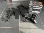 PlayStation 2 + controller en games, Spelcomputers en Games, Spelcomputers | Sony PlayStation 2, Ophalen, Gebruikt, Zwart, Met games