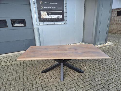 boomstamtafel - 220x100 - 40mm massief eiken - havannah, Huis en Inrichting, Tafels | Eettafels, Nieuw, 50 tot 100 cm, 200 cm of meer