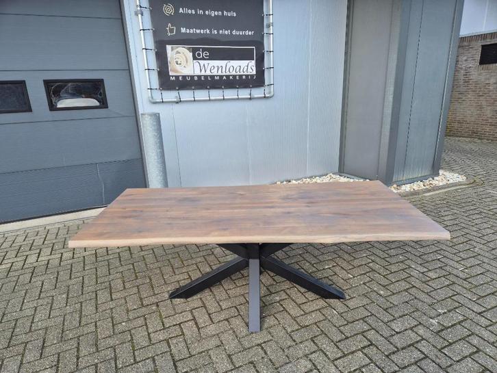 boomstamtafel - 220x100 - 40mm massief eiken - havannah, Huis en Inrichting, Tafels | Eettafels, Nieuw, 50 tot 100 cm, 200 cm of meer