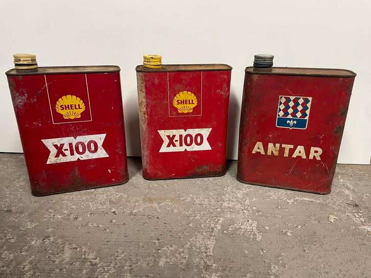 Vintage Olieblikken Shell & Antar, Antiek en Kunst, Antiek | Overige Antiek, Ophalen