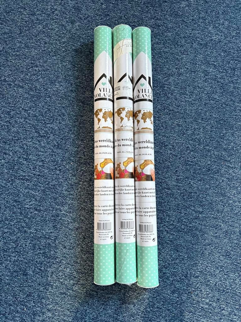 3 ingepakte wereld kraskaart, Ophalen of Verzenden, Minder dan 10 m²