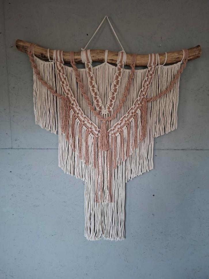 Macrame Wandkleed Beige Taupe Bohemian Ibiza Stijl, Huis en Inrichting, Woonaccessoires | Wanddecoraties, Nieuw, Ophalen of Verzenden