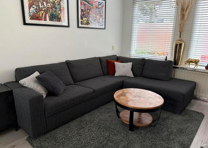 Bankstel met loungehoek, Huis en Inrichting, Banken | Complete zithoeken, Gebruikt, Stof, Ophalen