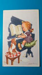 Joop Dam , meisje op piano , hond 1954 , illustrator, Verzamelen, Ansichtkaarten | Themakaarten, Ophalen of Verzenden, 1940 tot 1960