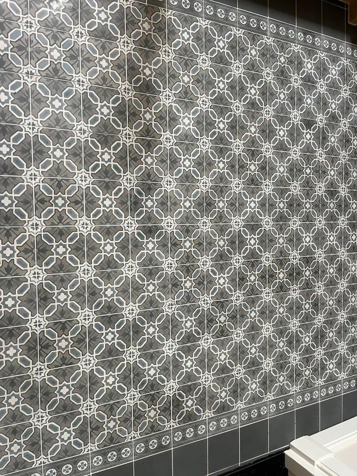 Portugese cementtegels 14x14x1,5, Doe-het-zelf en Verbouw, Tegels, Nieuw, Vloertegels, Keramiek, Minder dan 20 cm, Minder dan 5 m²