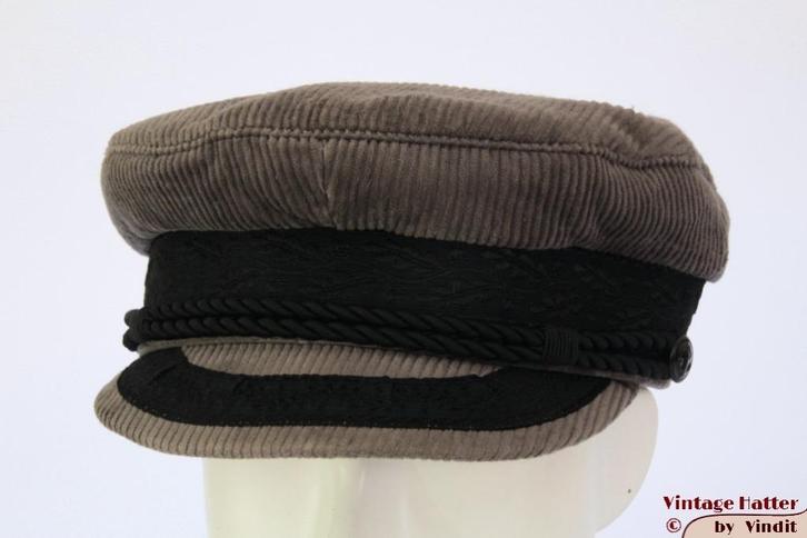 Vintage Kapiteinspet Prinz Heinrich Fiebig grijs rib 55 = S, Kleding | Heren, Hoeden en Petten, Gedragen, Pet, 57 cm (M, 7⅛ inch) of minder