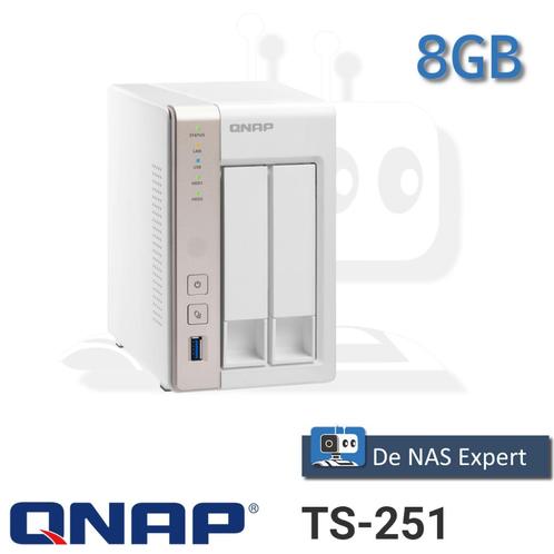 NAS QNAP TS-251 8GB refurbished, Computers en Software, NAS, Refurbished, Ophalen of Verzenden