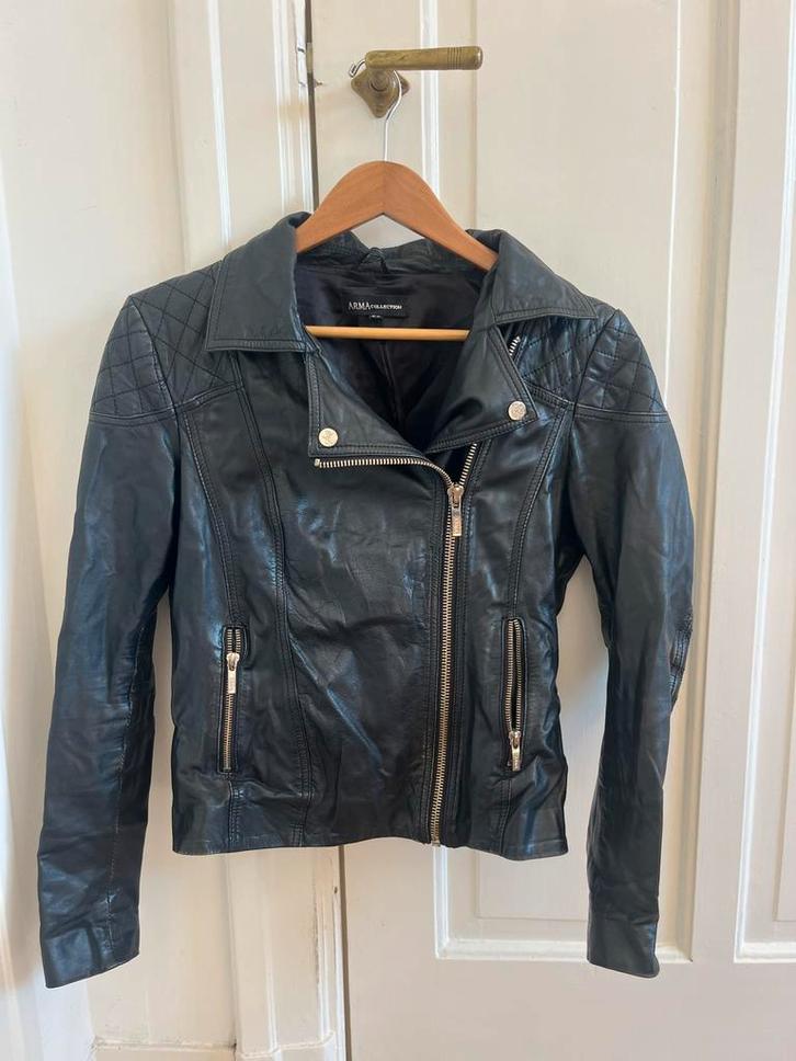 Arma Leren Bikerjasje, Kleding | Dames, Jassen | Zomer, Zo goed als nieuw, Maat 36 (S), Zwart, Ophalen of Verzenden