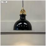 Oud, Zwart hanglampje met messing fitting, Bauhaus, Huis en Inrichting, Lampen | Hanglampen, Gebruikt, Bauhaus, Ophalen of Verzenden