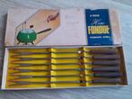 Vintage heso fondue vorkjes compleet in orginele doos, Ophalen of Verzenden, Zo goed als nieuw, Rvs of Chroom, Bestekset