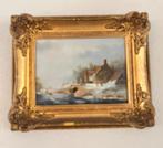 Schilderij olieverf op paneel gesigneerd Voogd winters, Antiek en Kunst, Ophalen of Verzenden