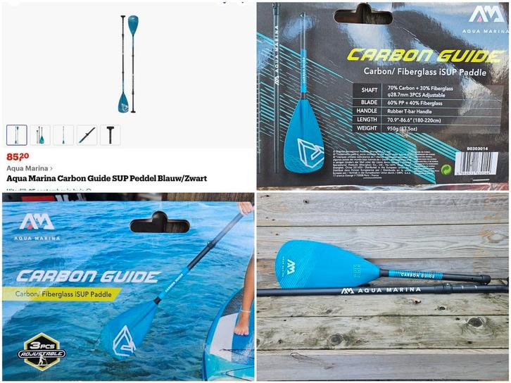 Nieuw SUP Peddels - MOAI, Aqua Marina, Carbon - Nw in Doos, Watersport en Boten, Peddels, Nieuw, Enkelbladige peddel, Ophalen of Verzenden