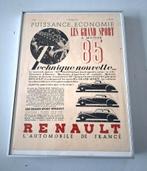 vintage Franse reclame advertentie Renault 1935 art deco, Met lijst, Ophalen of Verzenden, A1 t/m A3, Reclame