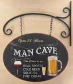 Mancave open 24h uithangbord reclamebord wandbord metaal, Info@deconoord.nl, Deco Noord, Nieuw, Ophalen of Verzenden