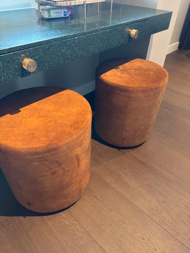 Claudi Velours Krukjes/Poefjes - Koperkleur, Huis en Inrichting, Krukjes, Zo goed als nieuw, Overige materialen, Ophalen