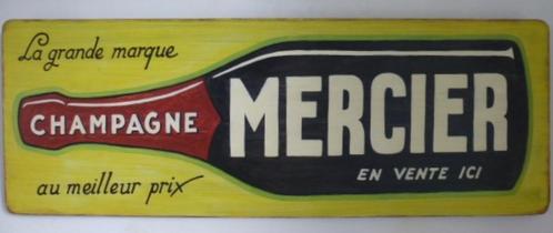 Uniek vintage houten reclame bord /Mercier Champagne / drank, Verzamelen, Merken en Reclamevoorwerpen, Zo goed als nieuw, Reclamebord