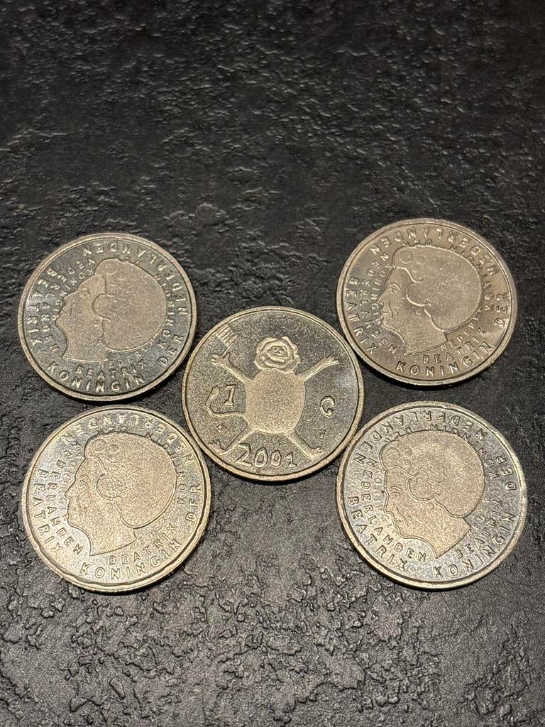 4 stuks Nederlandse munten 2001 - Koningin Beatrix 2001, Postzegels en Munten, Munten | Nederland, Koningin Beatrix, Zilver, Euro's