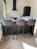Set van 3 comfortabele barkrukken met armleuning, Huis en Inrichting, Ophalen, Met voetsteun, Zo goed als nieuw, Metaal