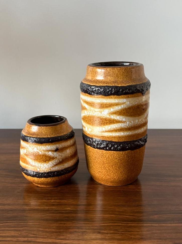 Vintage Duitse Scheurich paar kleine vazen ​​uit de jaren 70, Antiek en Kunst, Antiek | Keramiek en Aardewerk, Ophalen of Verzenden