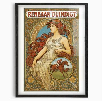Renbaan DUINDIGT renspoirt Art Nouveau Poster in lijst beschikbaar voor biedingen