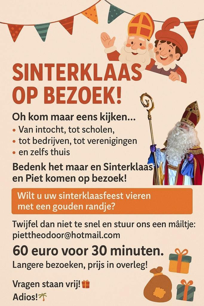 Sinterklaas & Piet Bezoek, Diversen, Sinterklaas, Zo goed als nieuw, Ophalen of Verzenden