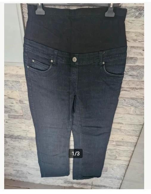 Donkerblauwe zwangerschapsbroek met zwarte band Maat 38 h3, Kleding | Dames, Positiekleding, Maat 38/40 (M), Blauw, Miss Etam