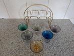 Likeur glaasjes met houder, Maastricht Holland,vintage, Ophalen of Verzenden