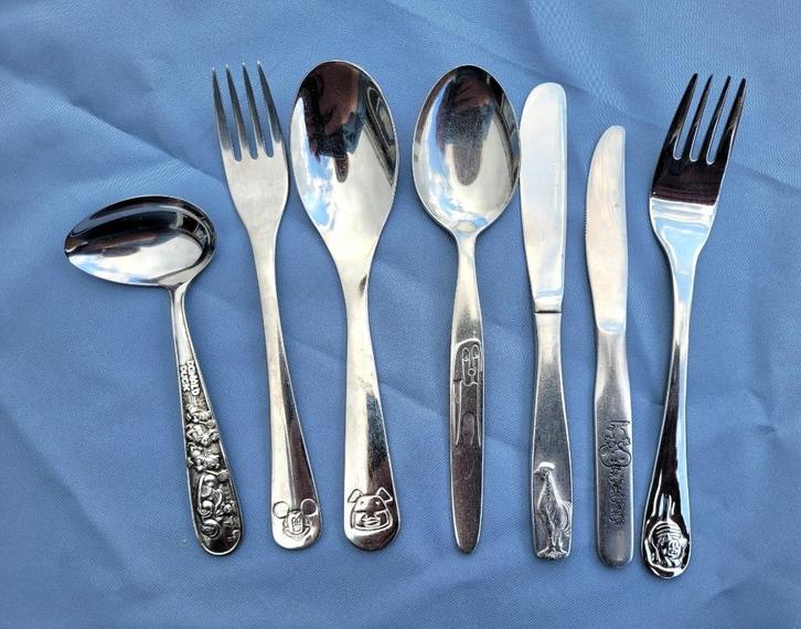 Kinderbestekje Donald Duck, Mickey Mouse, Dikkie Dick e.a., Kinderen en Baby's, Babyvoeding en Toebehoren, Zo goed als nieuw, Overige typen