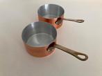 vintage set van 2 koperen steelpannen, Tournus,France, Ophalen of Verzenden, Koper