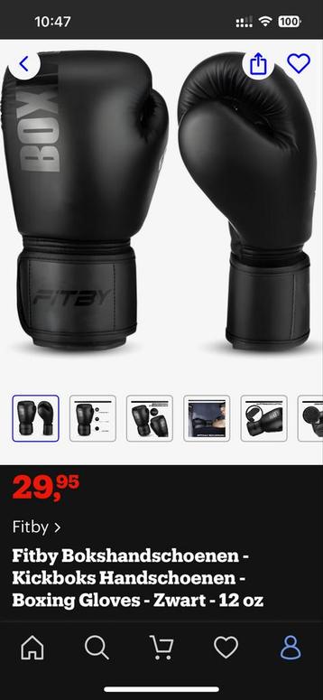 Fitby kickbokshandschoenen 12oz - Zo Goed Als Nieuw beschikbaar voor biedingen