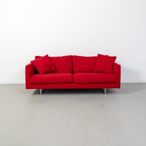1x Montis Axel Bank 3-zits/190cm Rood Stof - Sledepoot, Huis en Inrichting, Banken | Bankstellen, Zo goed als nieuw, Rechte bank