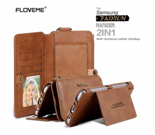 Zwart leer portemonnee incl. GSM houder Samsung Galaxy S7, Sieraden, Tassen en Uiterlijk, Portemonnees, Zo goed als nieuw, Zwart