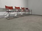 4x MG5 Marcel Breuer Coqnac leather dining chairs, Huis en Inrichting, Stoelen, Vier, Gebruikt, Metaal, Ophalen of Verzenden