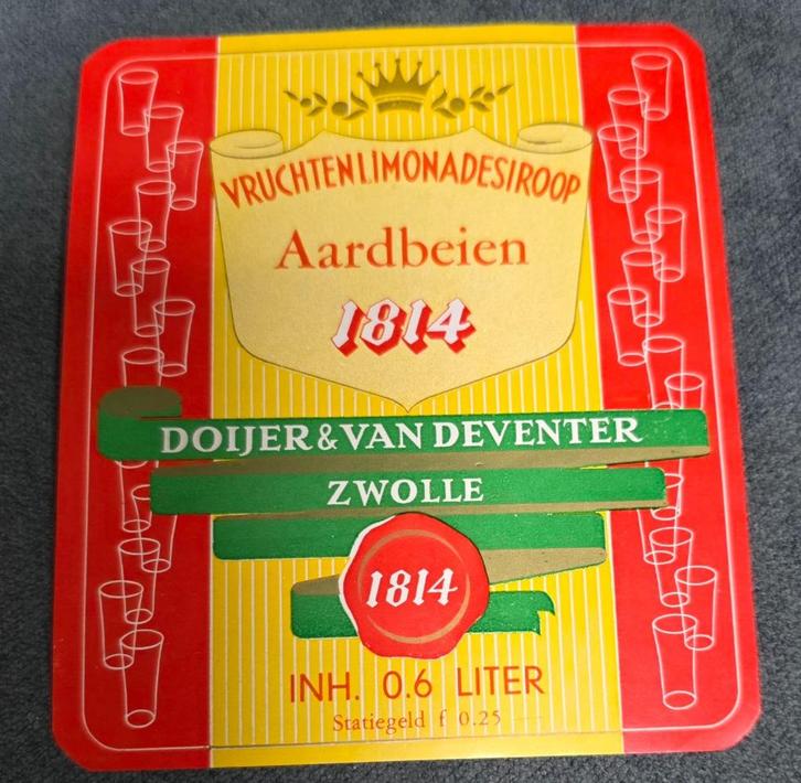 483) ETIKET ZWOLLE DOIJER & VAN DEVENTER AARDBEIEN, Verzamelen, Merken en Reclamevoorwerpen, Zo goed als nieuw, Overige typen